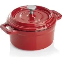 Wasa Cocotte, Gusseisen unbeschichtet, rot oder schwarz wählbar, Ø 10 cm : Cocotte, Ø 10 cm, rot, Gusseisen emailliert Variante: Cocotte, Ø 10 cm, rot