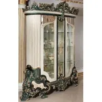 Casa Padrino Luxus Barock Vitrine Weiß / Grün / Gold - Prunkvoller Massivholz Vitrinenschrank mit 2 Glastüren - Barock Möbel - Edel & Prunkvoll
