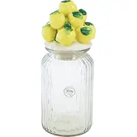 Kitchen Goods & More Bonboniere Glas Keramik Zitronen Retro Vintage Nostalgie Tischdeko Ø11cm H27cm