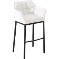 DELUKE Barhocker GIBEL - Kunstleder Weiß 64x48x110 cm Schwarz | Barstuhl Mit Lehne Tresenhocker Tresenstuhl Kneipenhocker Kneipenstuhl