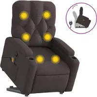 vidaXL Massagesessel mit Aufstehhilfe Dunkelbraun Stoff