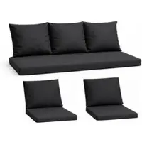 Setgarden Komfort Set Gartenloungekissen aus Technorattan-Möbel Kissen für Sofa 150x60 cm + Sessel 1tlg Schwarz