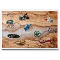 Tulup MAGNETTAFEL 60x40 cm Weißer Rahmen Holzstruktur Mit Harz