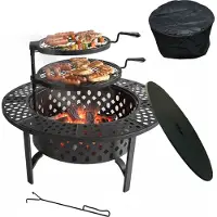 Relaxdays Feuerschale 2 verstellbare Grillroste