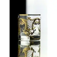 Casa Padrino Luxus Barock Whisky Glas 6er Set Gold Ø 8 x H. 9 cm - Handgefertigte und handbemalte Whiskygläser - Hotel & Restaurant Accessoires - Luxus Qualität