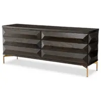 Casa Padrino Luxus Massivholz Kommode mit 6 Schubladen Mokka / Messing 182 x 48 x H. 75 cm - Schlafzimmer Kommode - Schlafzimmer Möbel - Luxus Möbel - Luxus Einrichtung - Möbel Luxus
