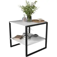 VCM Holz Beistelltisch | Couchtisch im schlichten Industriestyle | Maße ca. H. 50 x B. 50 x T. 50 cm | Wohnzimmertisch | Kaffeetisch - Insasi M