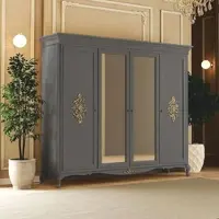 Casa Padrino Luxus Barock Schlafzimmer Schrank Grau / Gold 248 cm - Schlafzimmer Möbel