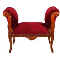 Casa Padrino Barock Schemel Hocker Bordeaux / Braun - Sitzbank
