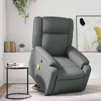 vidaXL Massagesessel mit Aufstehhilfe Grau Kunstleder , Klassische Sessel 2024 Neu