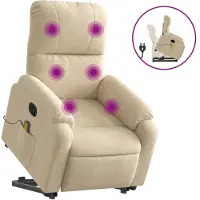 Sonstiges Massagesessel mit Aufstehhilfe Creme Mikrofasergewebe