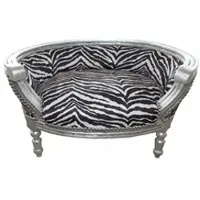Casa Padrino Barock Hunde & Katzen Sofa Zebra /Silber Hundebett & Katzenbett