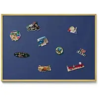 Tulup Magnettafel Magnetboard für die Wand mit Motiv Farbe Marineblau 100x70 cm Magnettafel aus Metall für Souvenirs Goldrahmen