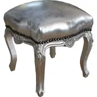 Casa Padrino Barock Sitzhocker Silber / Silber Höhe 40 cm, Breite 35 cm - Barock Möbel