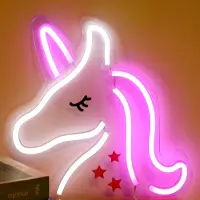 Rosikey LED Neonlicht Zeichen Einhorn Nachtlicht USB mit Acryl Zurück Panel Home Party Hochzeit Bar Deko Lampe