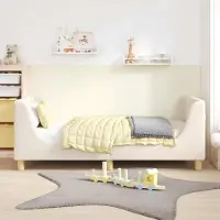 vidaXL Eleganter Möbel Kinderbettgestell mit Kopfteil Creme 80 x 160cm Schafstoff - CJG871188 - Klassische BettenJugendbett Tagesbett