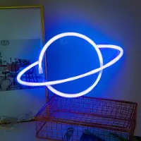 Rosikey LED Neon Schild Planet Blau 30x18cm - Wanddeko Nachtlicht für Kinderzimmer & Gaming Room - Batteriebetrieben