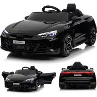FCH Audi RS e-tron GT Kinderauto Kinder Elektroauto 12V mit Musikbreitem Sitz, verstellbarem Sicherheitsgurt Schwarz