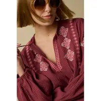 Sissy-Boy Bluse Mit Stickerei - Lila | Größe: XL