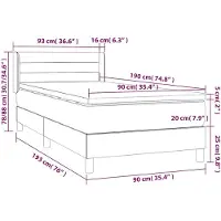 vidaXL Boxspringbett mit Matratze Dunkelblau 90x190 cm Samt