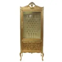 Casa Padrino Barock Vitrine Gold ModF2 - Repräsentativer Vitrinenschrank aus Massivholz, 170 x 70 x 50 cm