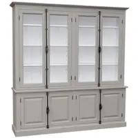 Casa Padrino Landhausstil Wohnzimmer Vitrinenschrank Grau / Weiß 223 x 50 x H. 228 cm - Wohnzimmerschrank mit 8 Türen