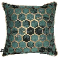 Casa Padrino Luxus Kissen Türkis / Gold 50 x 50 cm - Deko Kissen - Quadratisches Zierkissen - Wohnzimmer Deko - Luxus Deko Accessoires - Luxus Deko