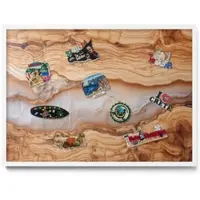 Tulup MAGNETTAFEL 70x50 cm Weißer Rahmen Holzstruktur Mit Harz