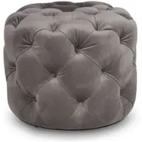 Casa Padrino Luxus Chesterfield Samt Hocker Grau Ø 53 x H. 41 cm - Runder Sitzhocker - Chesterfield Möbel
