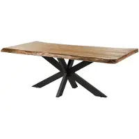MASSIVMOEBEL24.DE MASSIVMOEBEL24 Baumtisch Mango 220x100x77 natur lackiert / Kreuzgestell anthrazit matt FREEFORM 5