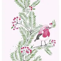 Mank Airlaid Serviette Jesse, 40 x 40 cm, 50 Stück - - Weihnachtsserviette Ilex-Zweige Vogel