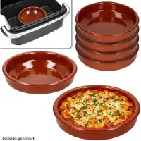 MamboCat 6er Set Airfryer Tonschalen rund Ø20cm 700ml Cazuela Tapas Fingerfood Antipasti
