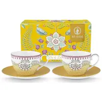 Pip studio Kaffeebecher Home Tassen und Untertassen Lily & Lotus Yellow (2er Set)