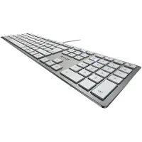 Cherry KC 6000 Slim, Volle Größe (100%), Kabelgebunden, USB, Mechanischer Switch, AZERTY, Silber, Weiß