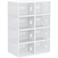 OKWISH Schuhschrank modulares Steckregal Transparent 35x25x19 je Fach mit 8 Fächern, Magnettüren und Lüftungsöffnungen, Kunststoff, werkzeugloser Aufbau