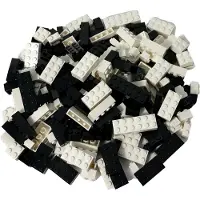 LEGO Steine Hochsteine Weiß und Schwarz Gemischt NEU! Menge 200x – Jede Mischung individuell zusammengestellt
