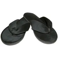 Hygostar 10 Paar Slipper Deluxe Schwarz Einheitsgröße 28,5 cm lang Samt-Velour mit EVA-Sohle Hotelslipper Einwegslipper Einweghausschuhe Gästehausschuhe