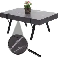 Mendler Couchtisch MCW-L54, Wohnzimmertisch Beistelltisch Sofatisch, Metall 43x110x60cm Marmor-Optik grau