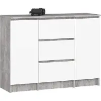 Akord Stilvolle Kommode KOMODA K100 mit Stauraum in Beton Grau und Weiß 101 cm