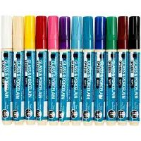 Creativ Company Glas- und Porzellanmalstifte, Strichstärke: 2-4 mm, Sortierte Farben, deckend, 12Stck.