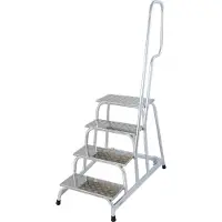 Krause Montagetritt, mit Handlauf/Fahrrollen, 4 Stufen, Höhe 0,8 m, 13,5 kg