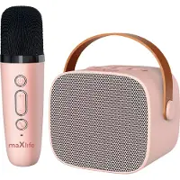 MaXlife Karaoke Maschine MXKS-100 Rose Tragbarer Bluetooth Lautsprecher mit Drahtlosem Mikrofon für Kinder Erwachsene Karaokemaschinen Elektronisches Spielzeug, Geburtstag Geschenke Party