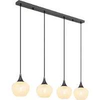 Globo Anthrazit Pendelleuchte Maxy mit weißem Glas 4-flammig