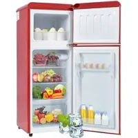 OKWISH Zweitüriger Kühlschrank 92 L 105×41×45cm freistehend leise energieeffizient D-Klasse mit LED-Licht und verstellbaren Ablagen Weiß