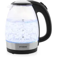 Hyundai Wasserkocher HYUVK741 I 2200W I 1,7L Fassungsvermögen I Abschaltautomatik I Überhitzungsschutz I Innenbeleuchtung I Glasdesign