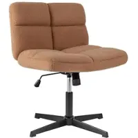 Costway Schneidersitz Stuhl Drehstuhl Ohne Armlehnen Modern Braun
