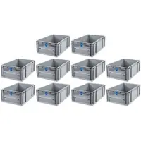 Proregal SparSet 10x Eurobox NextGen Insight Cover HxBxT 22 x 40 x 60 44 Liter Niedrig/Blau Eurobehälter Transportbox