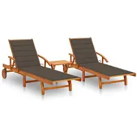 vidaXL BEI CLORIS Sonnenliegen 2 Stk. mit Tisch und Auflagen Massivholz Akazie 2024 Neu6155918