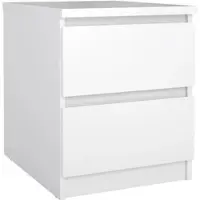 Wellhome - Nachttisch mit 2 Schubladen in der Farbe Hochglanz-Weiß 41 x 50 x 50 cm - Sil Gloss White