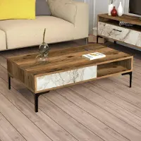 Dmora Couchtisch Diadem 105x60x32,6h cm Braun, Zeitschriftenhalter